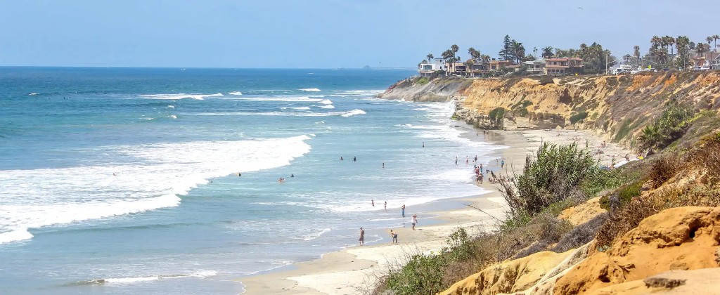 Carlsbad coastline and beach view.