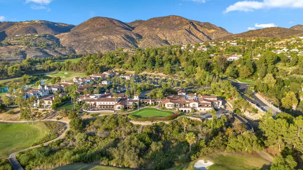 Aerial view of Rancho Santa Fe estates and golf course.